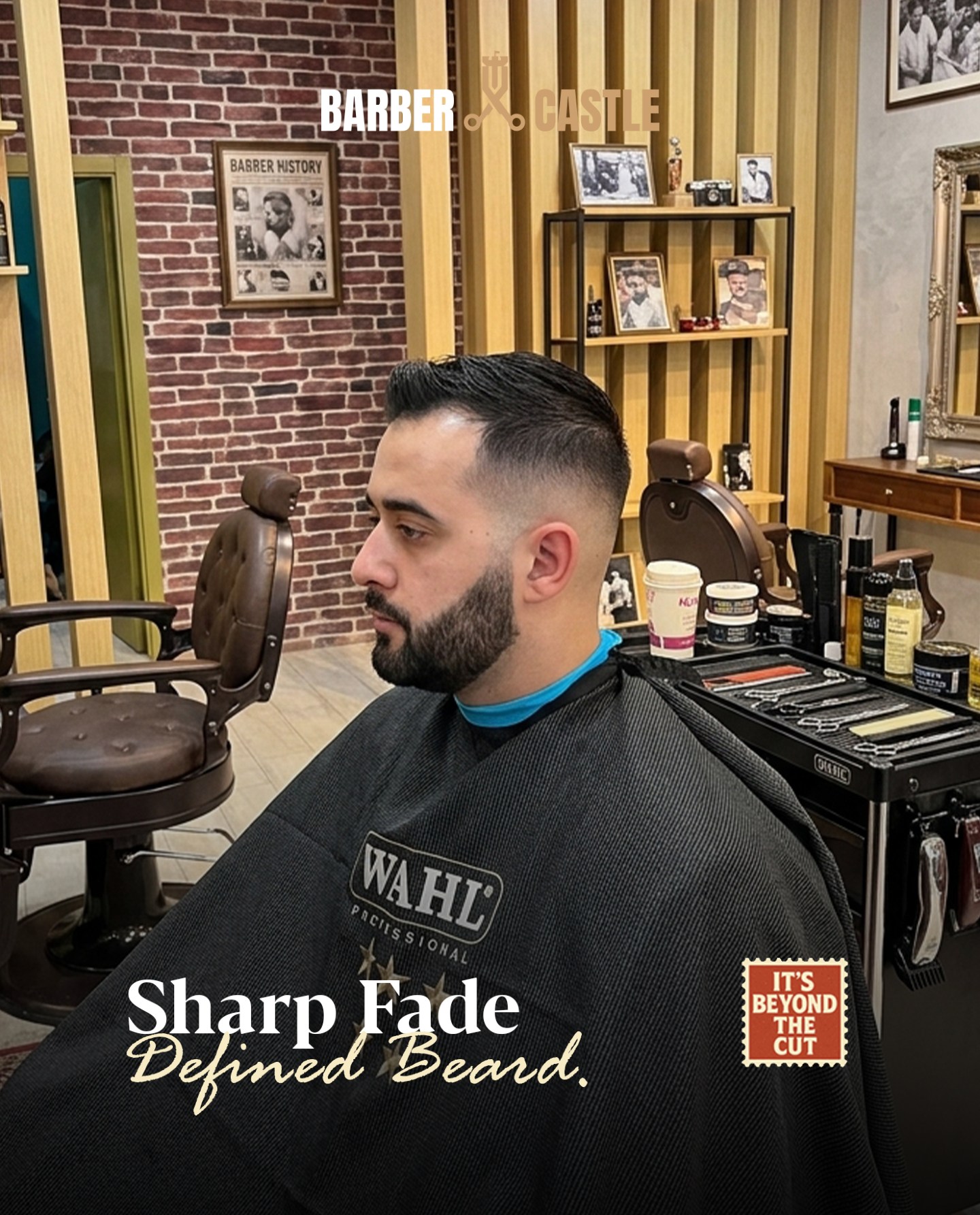 A shaped beard after trimming and lining at the Castle.